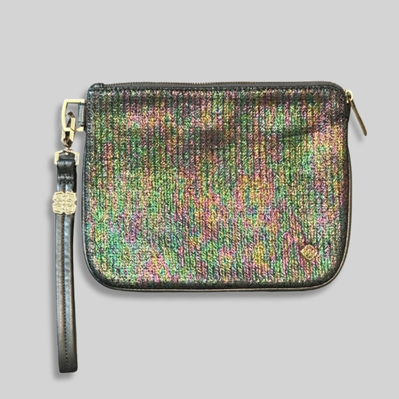 Kendra Scott Handbags - Kendra Scott Metallic Woven Wristlet Detachable Strap Purse Dark Iridescent OS